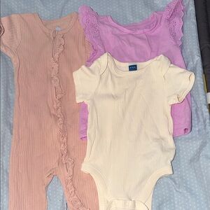 cloud island Peach, Lilac, Cream Baby One-Piece Trio
